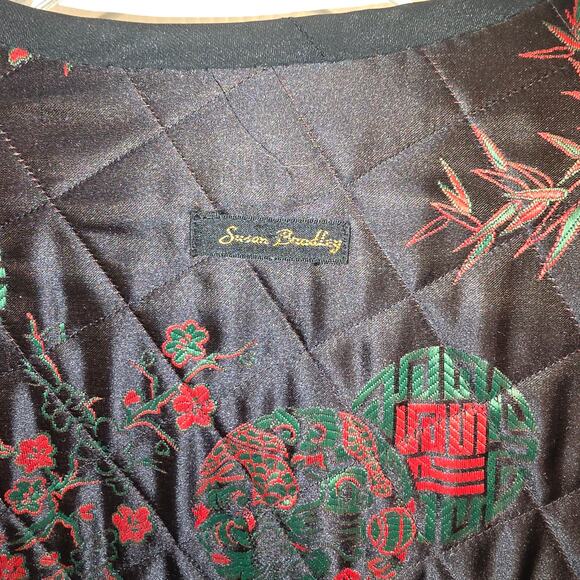 Susan Bradley Open Jacket Asian Embroidered Quilted Reversible Balloon Sleeve OS - Picture 6 of 13